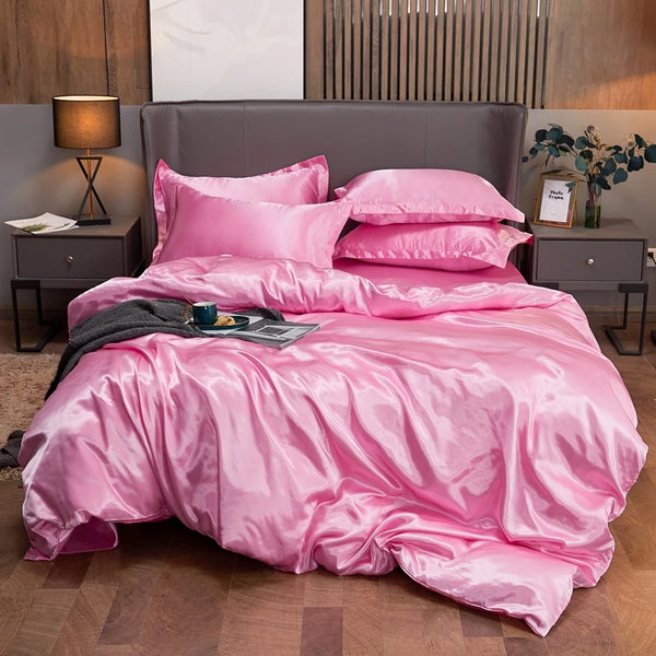 Cotton Candy Pink Silk Bedding Set 